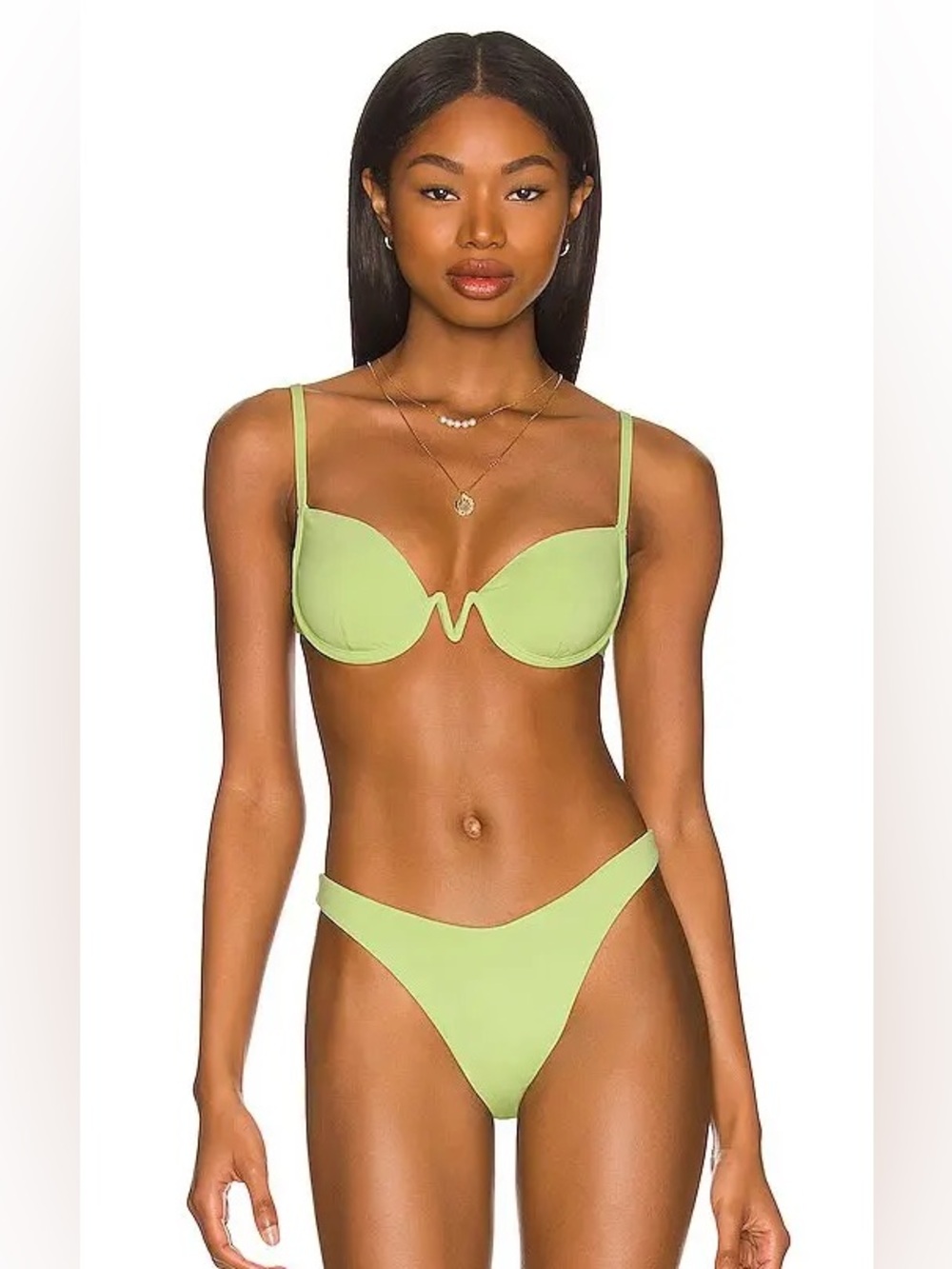 Revolve l*space Nico Lime Green Underwire V-Notch Bikini Top Small